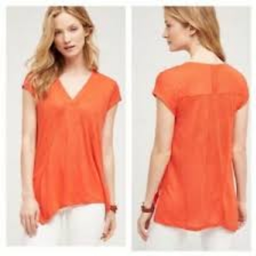 Meadow Rue orange linen tee shirt M